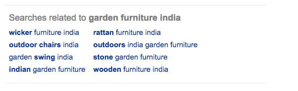 Garden Furniture Google SERP
