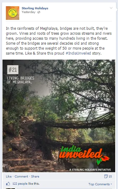 Facebook Post Sterling Holidays India Unveiled