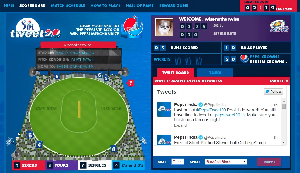 pepsi - tweet20 game