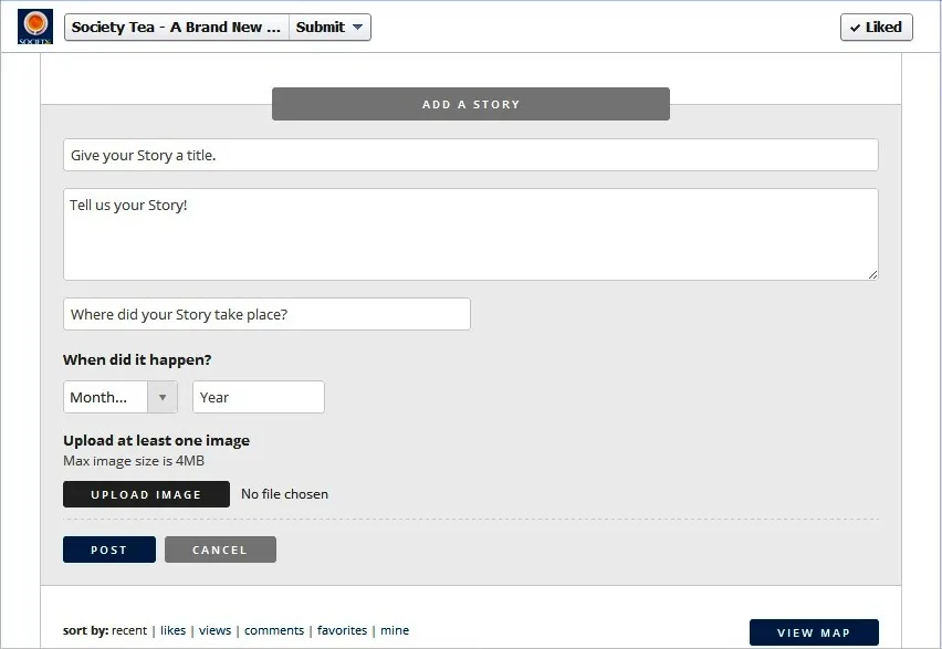 Add a story - Society Tea