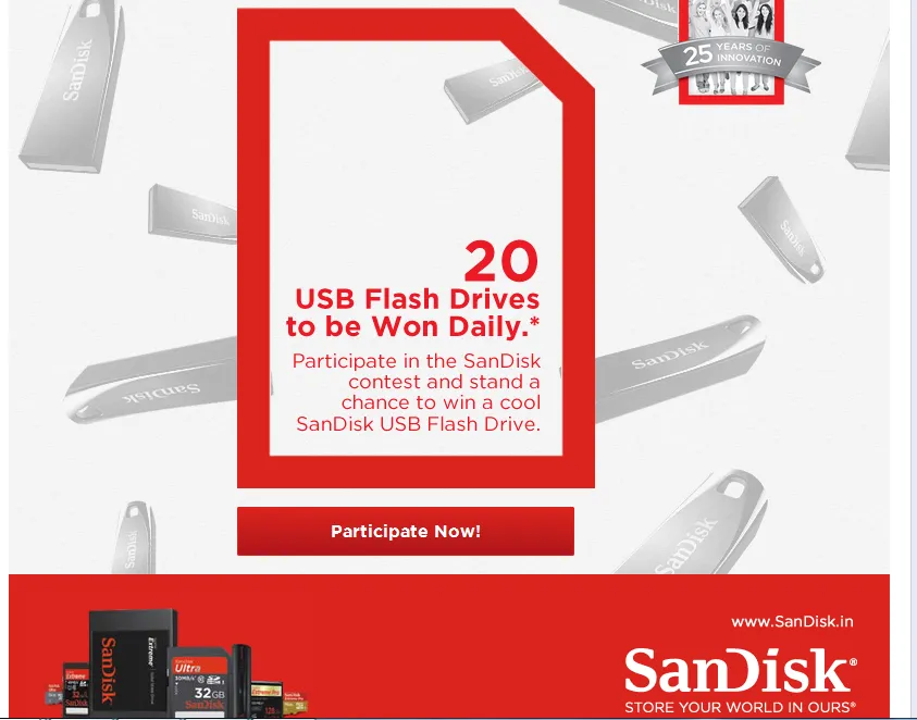 sandisk 25 years celebration Facebook Photo caption contest