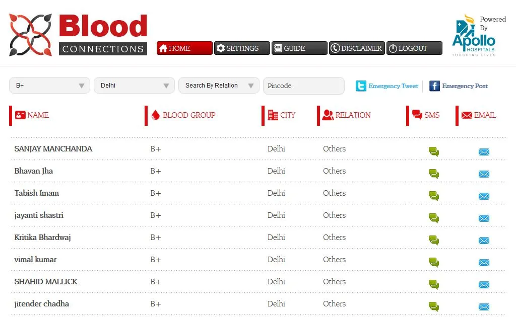 Blood connections Apollo hospitals