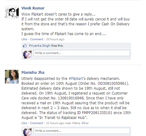 flipkart complaint on facebook