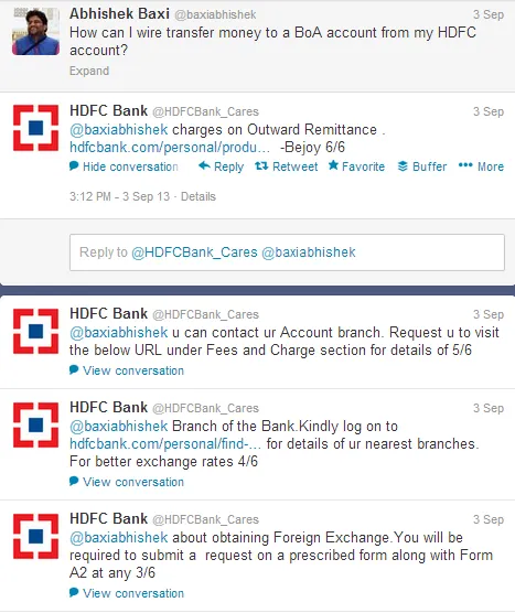 HDFC bank twitter query