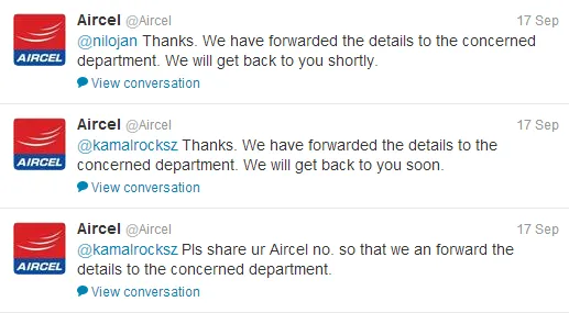 Telecom Industry Aircel Tweets