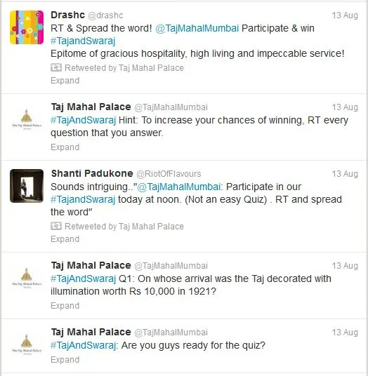 Taj Hotels tweet