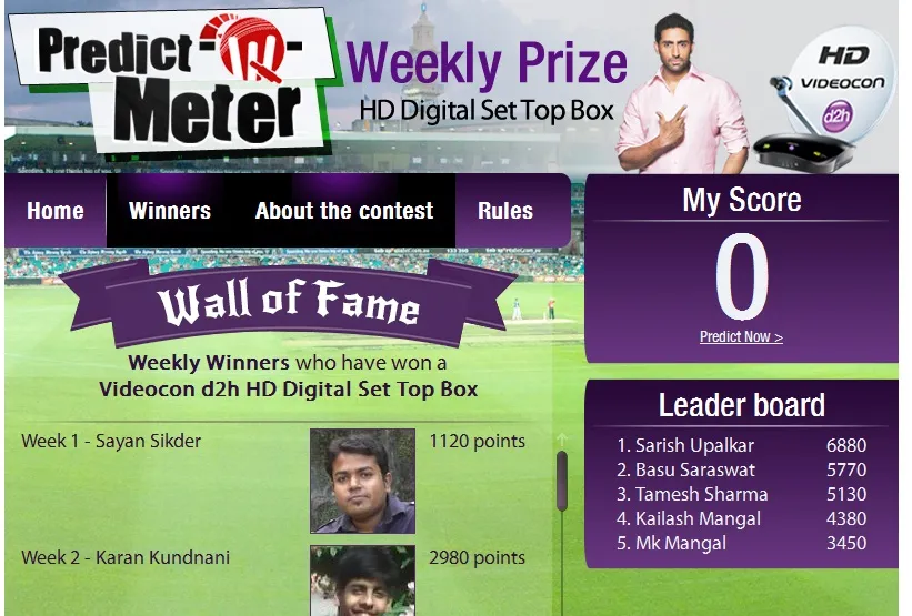 Predictometer wall of fame Videocon Facebook 