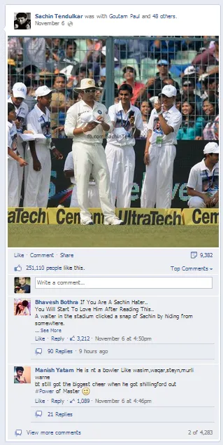 Sachin Tendulkar Facebook post