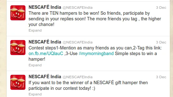 nescafe tag campaign, Coffee brand tag campaign, Coffee brand Twitter Campaign