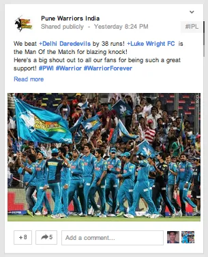 Pune Warriors Google+