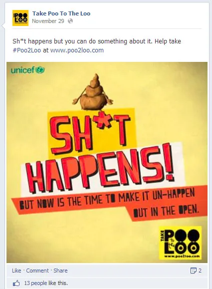 Take the poo to the loo facebook post