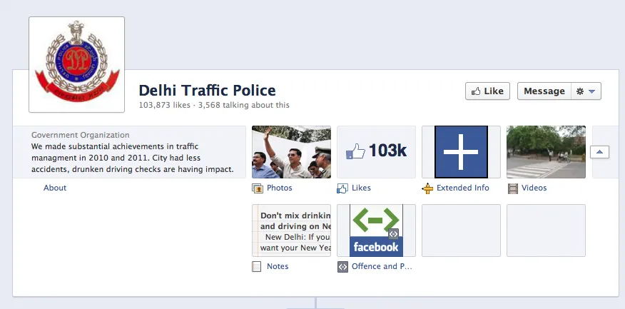 Delhi Traffic Police Facebook Page Cover