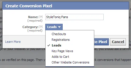 facebook Conversion 