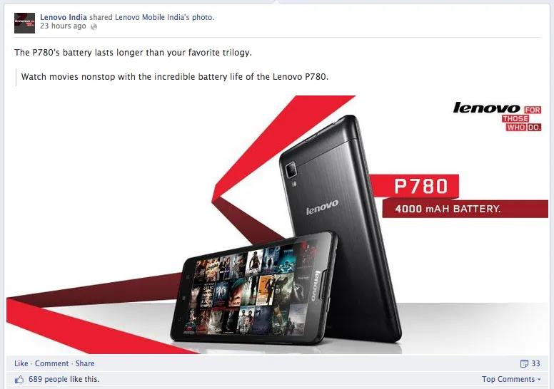 Lenovo India Facebook Post