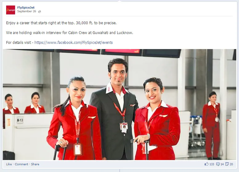 Spice jet Facebook Post