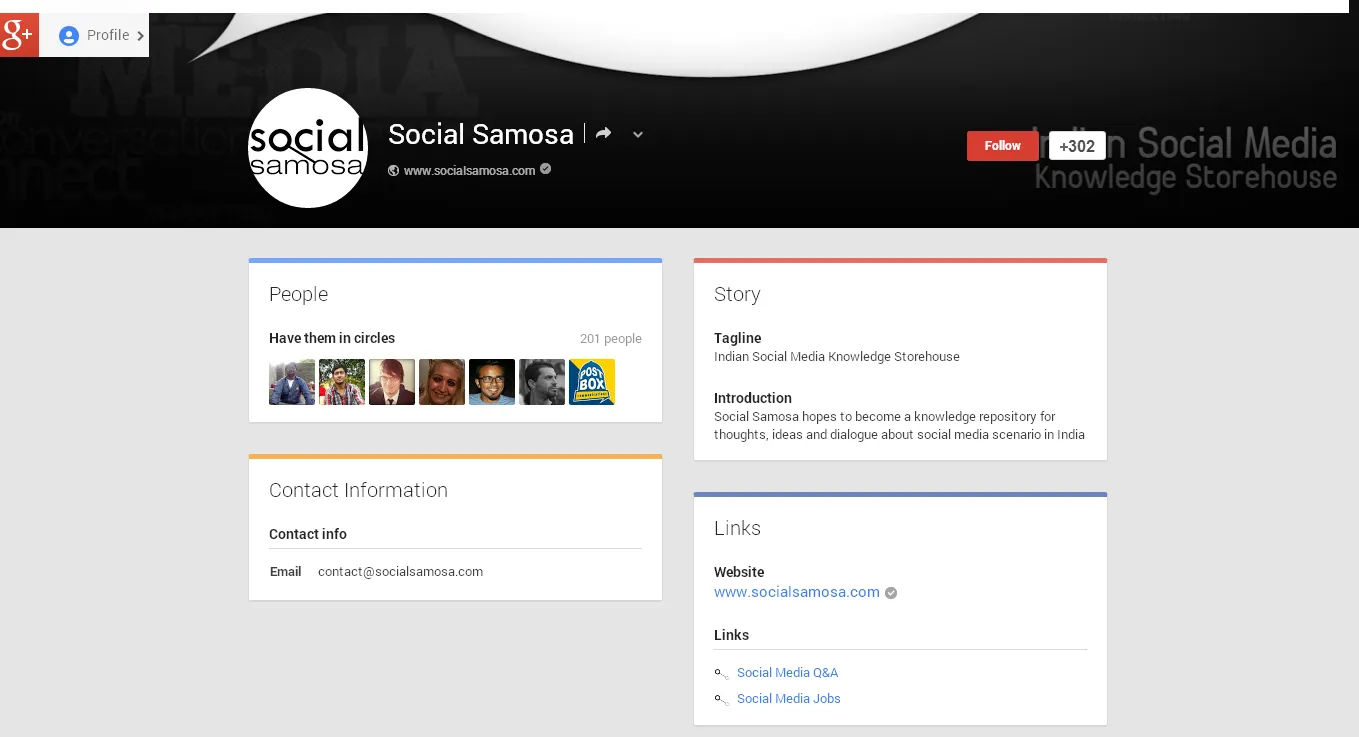 Google Plus page