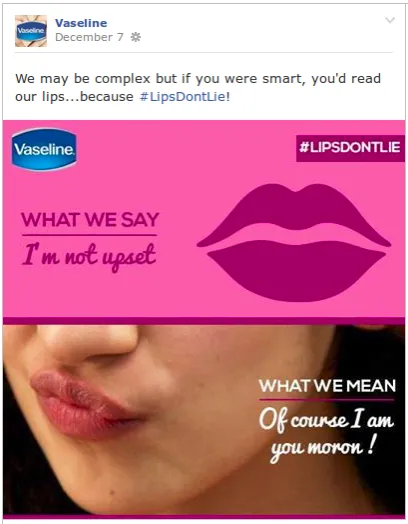 vaseline facebook post 