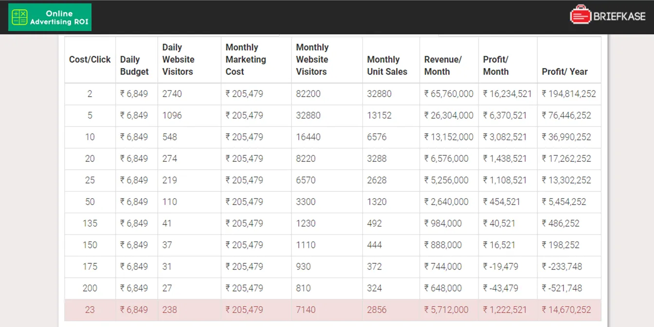 Online-Advertising-ROI-Calculator-Results