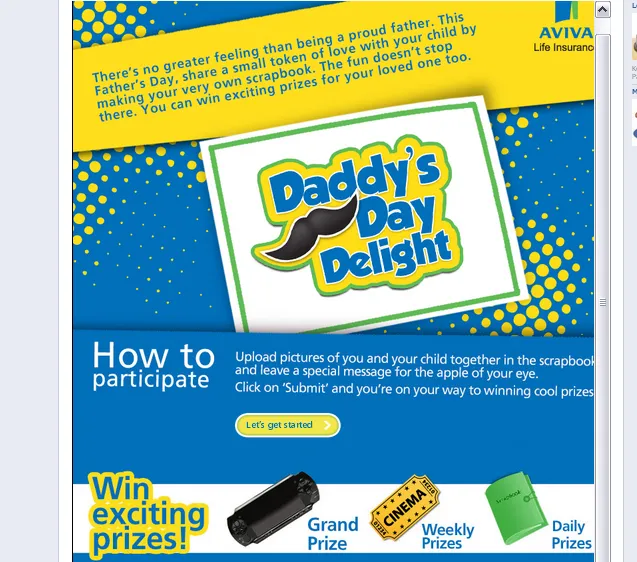 Aviva Daddy's day delight Facebook Conest