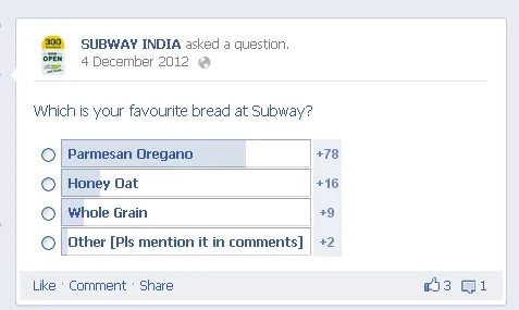 SUBWAY INDIA social media