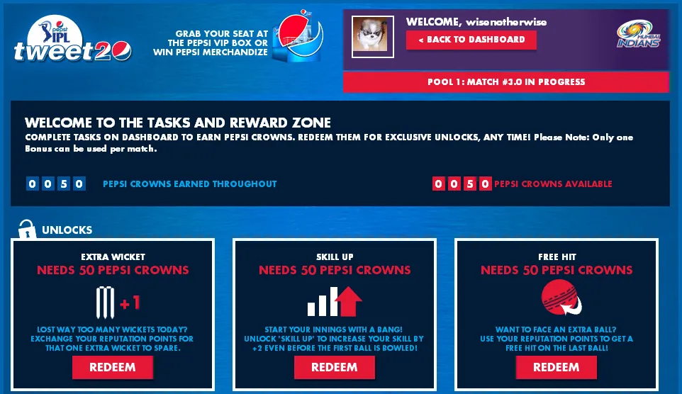 pepsi - tasks and rewards zone