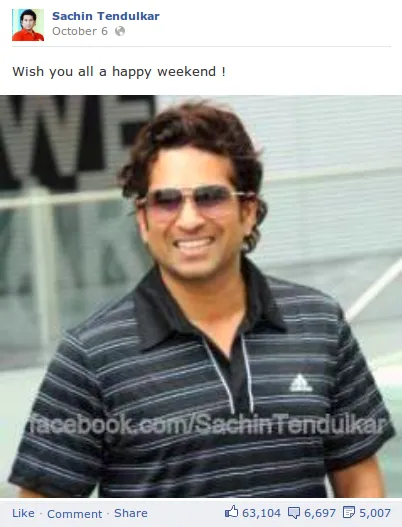 sachin facebook page updates