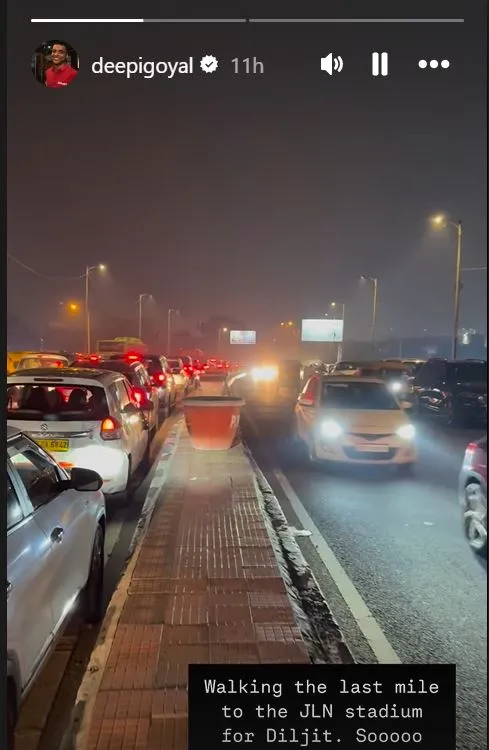 Screenshot of the video shared by Deepinder Goyal on Instagram before Dil-Luminati concert in Delhi.