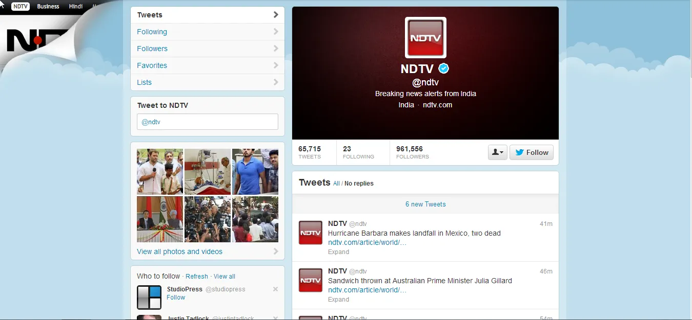 NDTV Twitter headers 