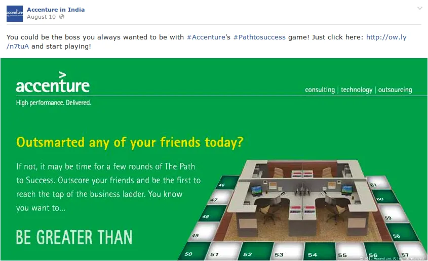 Accenture Path to Success Facebook update