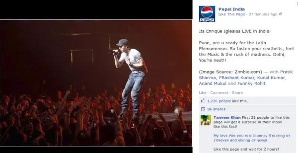 Pepsi India Facebook Page Blooper