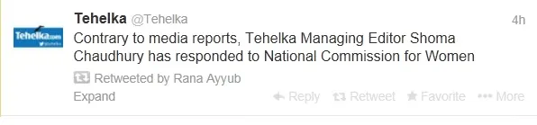 Tehelka tweet