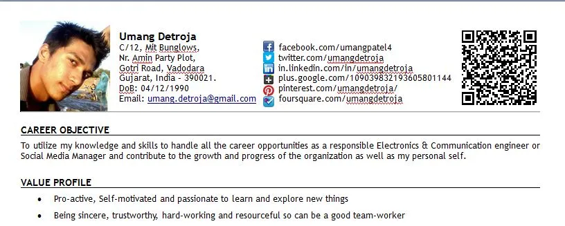 Social Media Resume