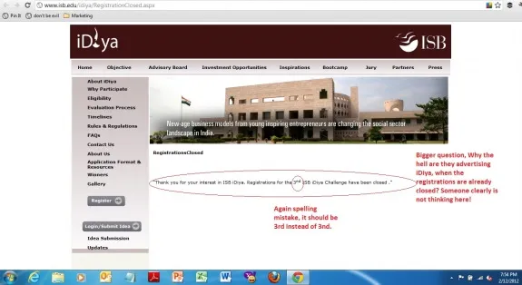 ISB Website, Copy Errors