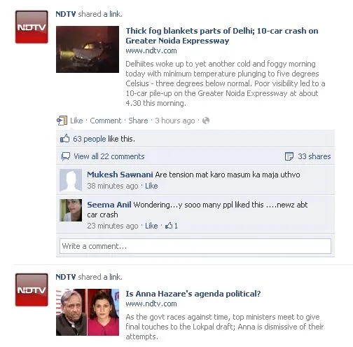 NDTV Facebook