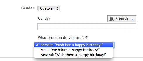 Facebook Gender LGTB