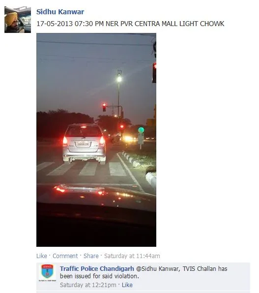 Chandigarh Traffic Police Tracks Traffic Violators through Facebook