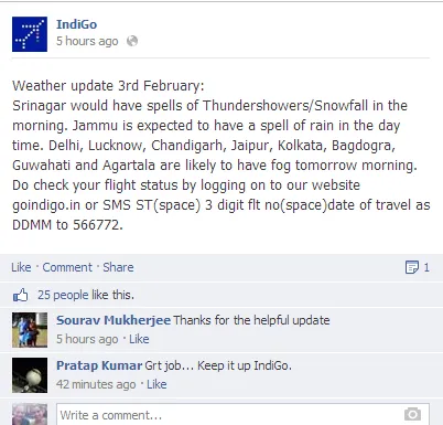 indigo facebook post 