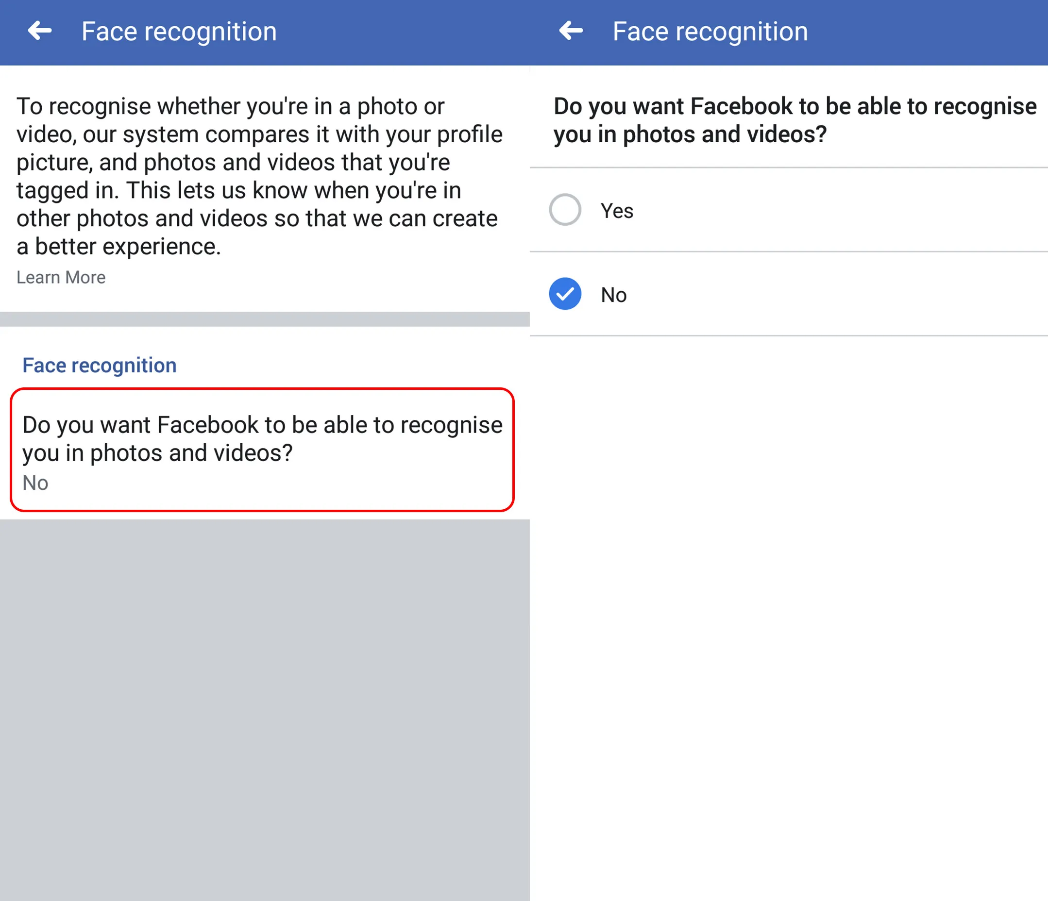 Facial Recognition on Facebook