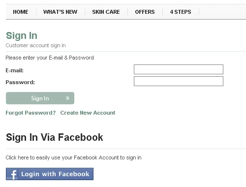 Facebook login