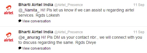 Telecom Industry Airtel Tweets