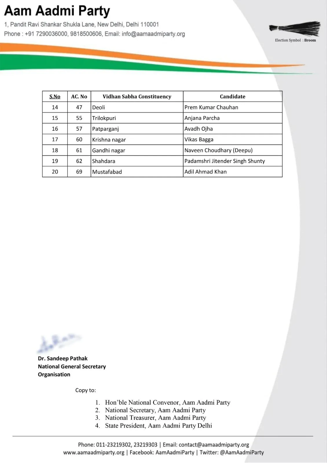 delhi aap candidate list