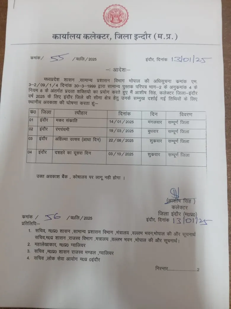 indore collector office notice