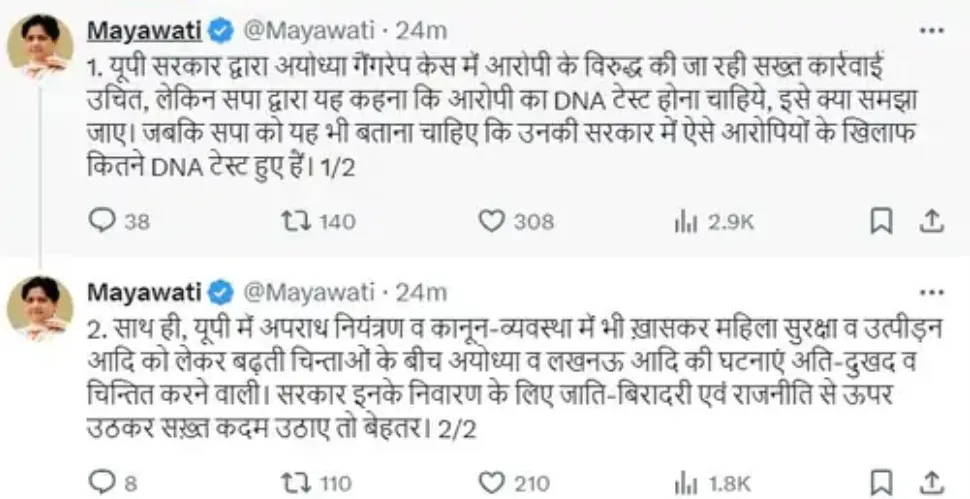 Ayodhya gangrape case Mayawati