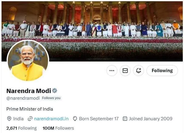 modi x followers