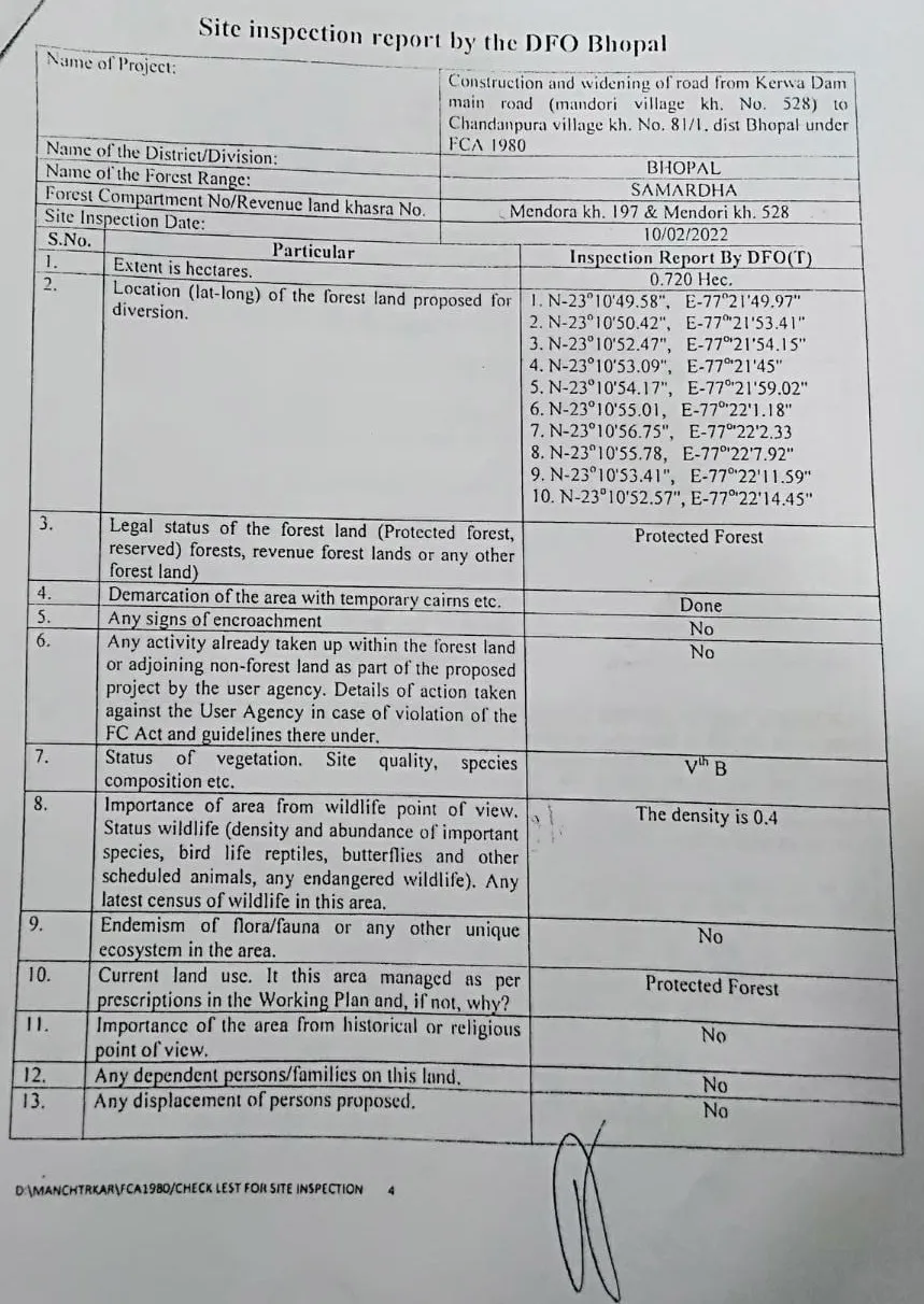 DFO की साइट इन्सपेक्शन रिपोर्ट (पेज-2)