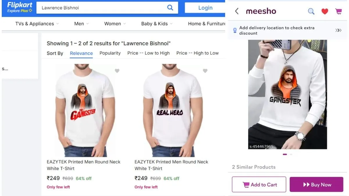 Meesho backlash t shirts Lawrence Bishnoi image - Meesho faces backlash for  selling t shirts featuring Lawrence Bishnoi image - India Today