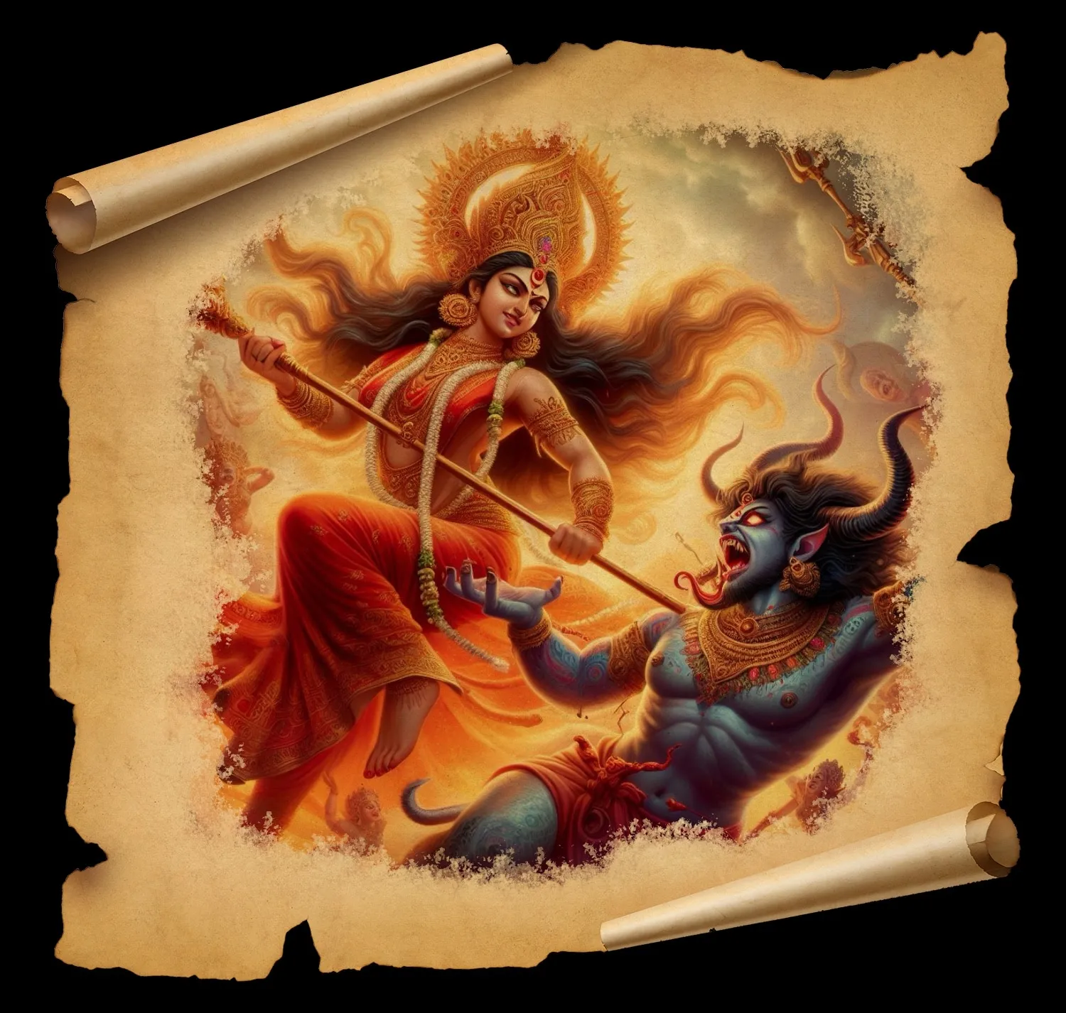 भैंसे के रूप से मनुष्य बनने वाला था असुर तभी देवी ने काट दिया सिर, ऐसे हुआ  महिषासुर का वध