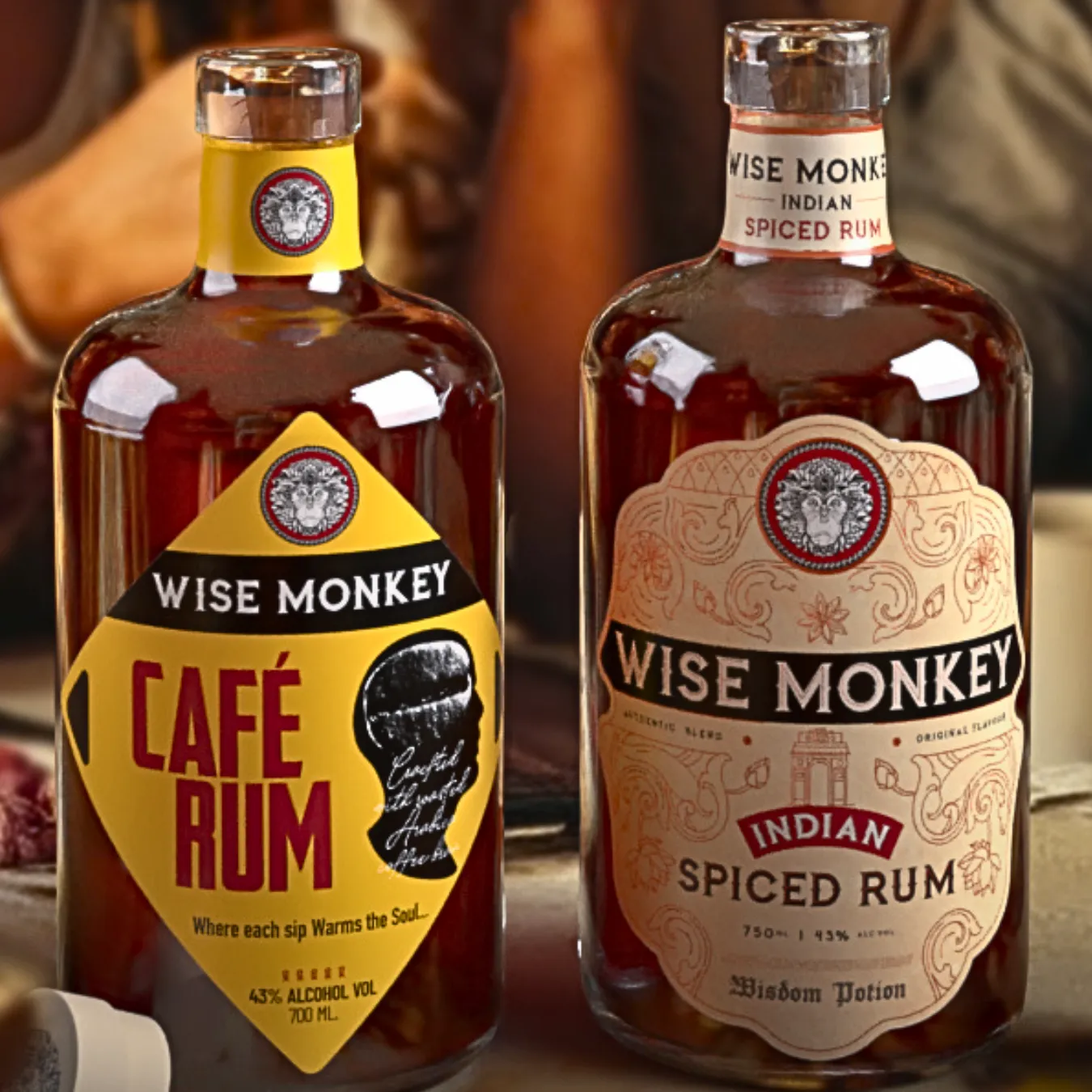 Wise Monkey Indian Spiced Rum and Wise Monkey Café Rum