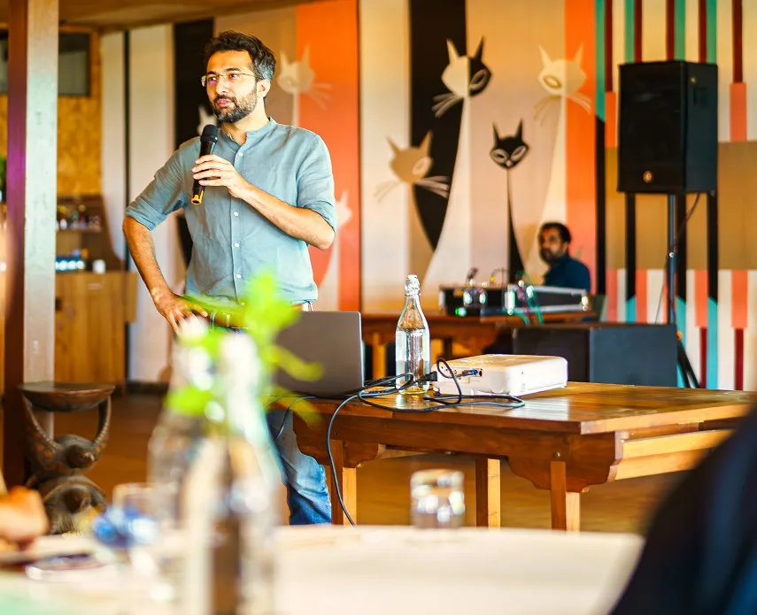 Abhishek addresses the team