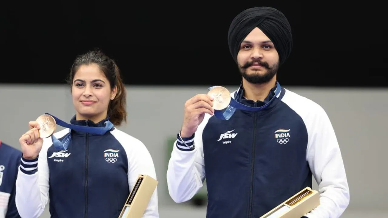 Manu Bhaker and Sarabjot Singh (Source: X)